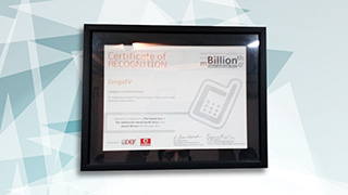 ZengaTV has been awarded the prestigious mBillionth Award For Innovation In M-Entertainment